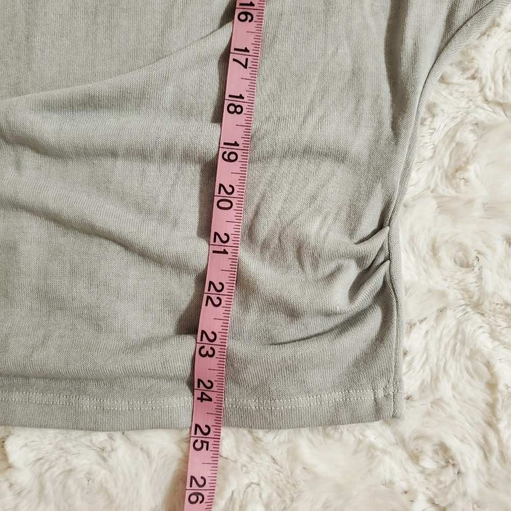Peach gray or pink drape neck top sleeve detail necklace Size SMALL NWT - Picture 8 of 11